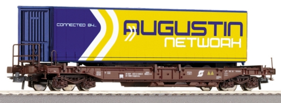 Flat Car with Container  "AUGUSTIN NETWOK"<br /><a href='images/pictures/Roco/66974.jpg' target='_blank'>Full size image</a>
